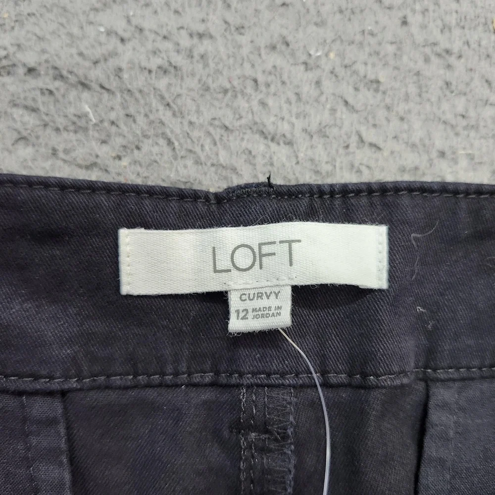 LOFT Monroe 6" Shorts Womens 12 Black Curvy Mid Rise Chino Twill New Tags - Picture 5 of 10